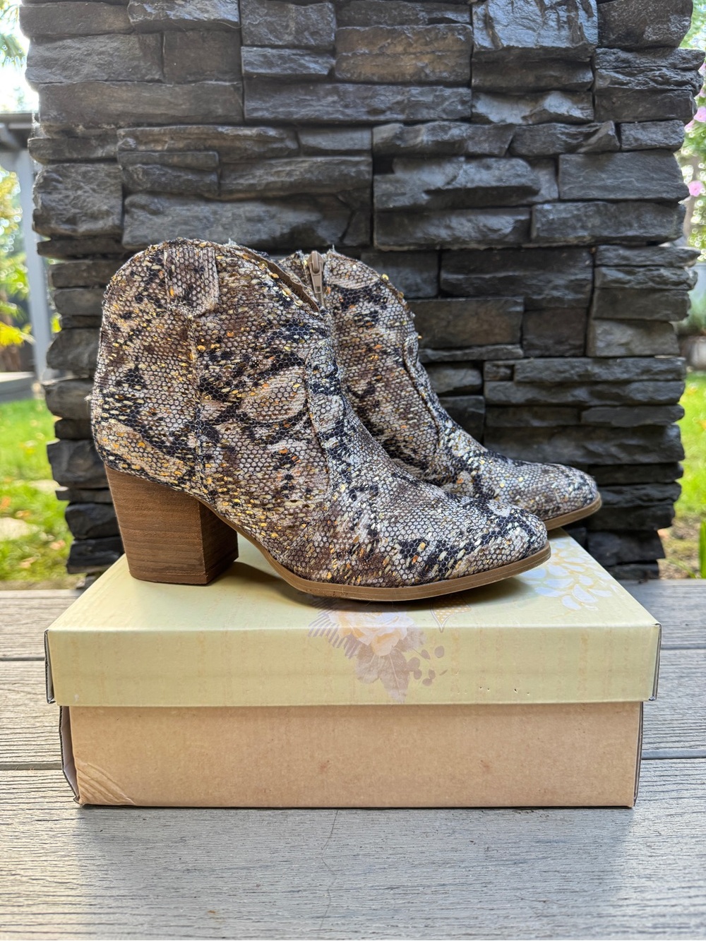 Very G Gold Snake Ankle Boots